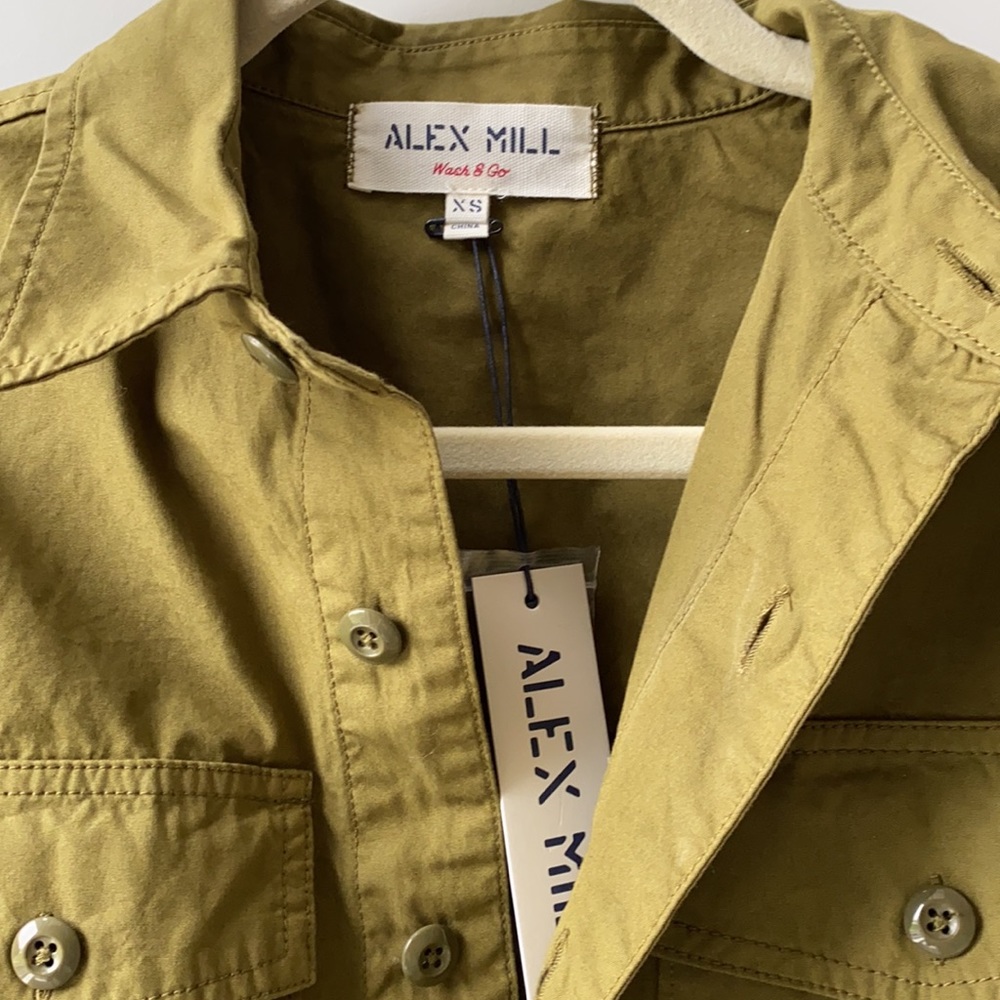 Alex Mill Olive Green Utility Shorts Romper - Picture 2 of 3